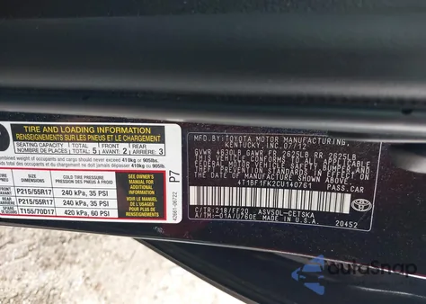 2012 Toyota Camry Se z USA, uszkodzony, nr VIN 4T1BF1FK2CU140761